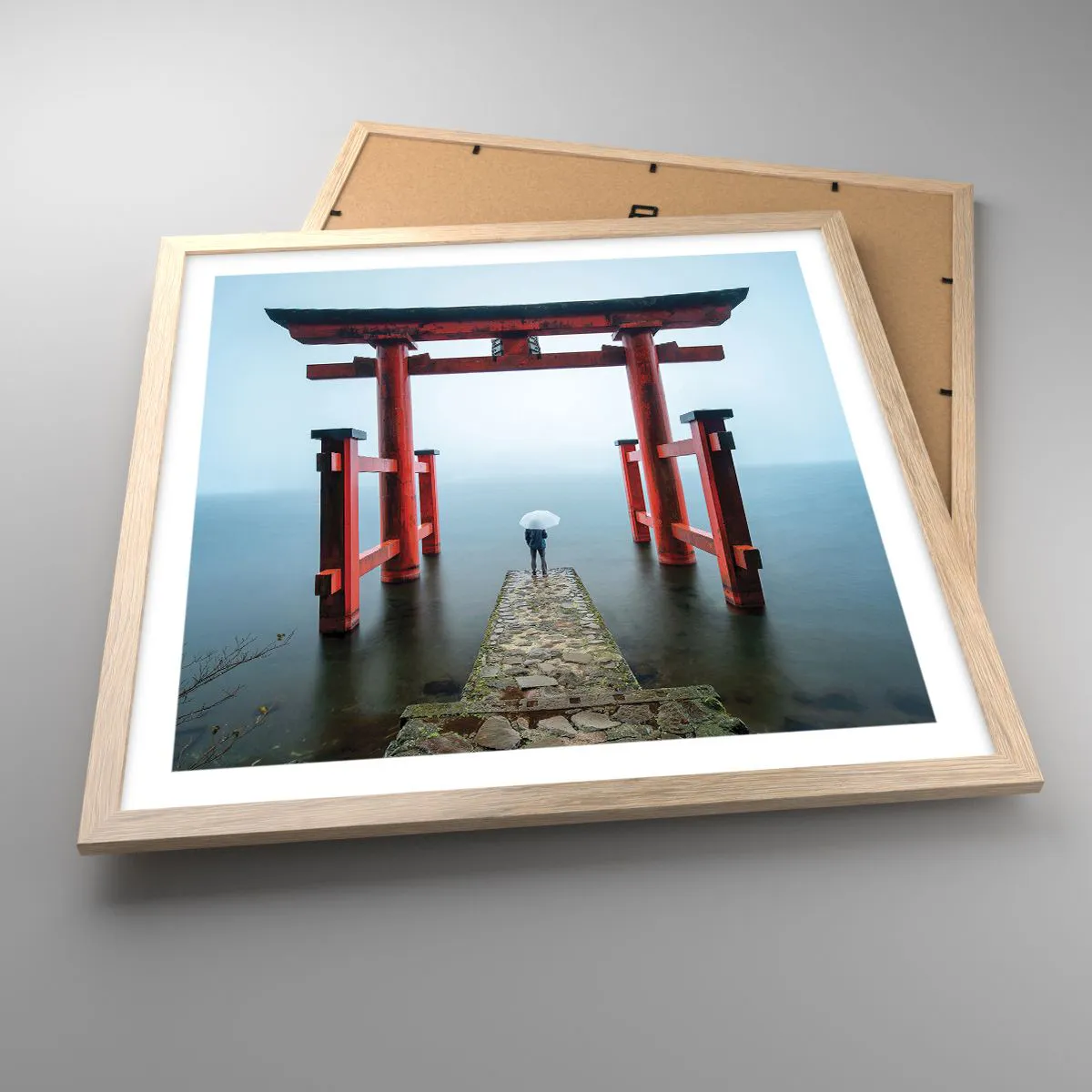 Pôster com moldura de carvalho claro - Devaneio japonês - 50x50 cm