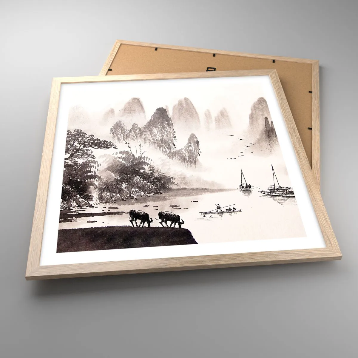 Poster in einem Rahmen aus heller Eiche - Der exotische Alltag des Ostens - 50x50 cm