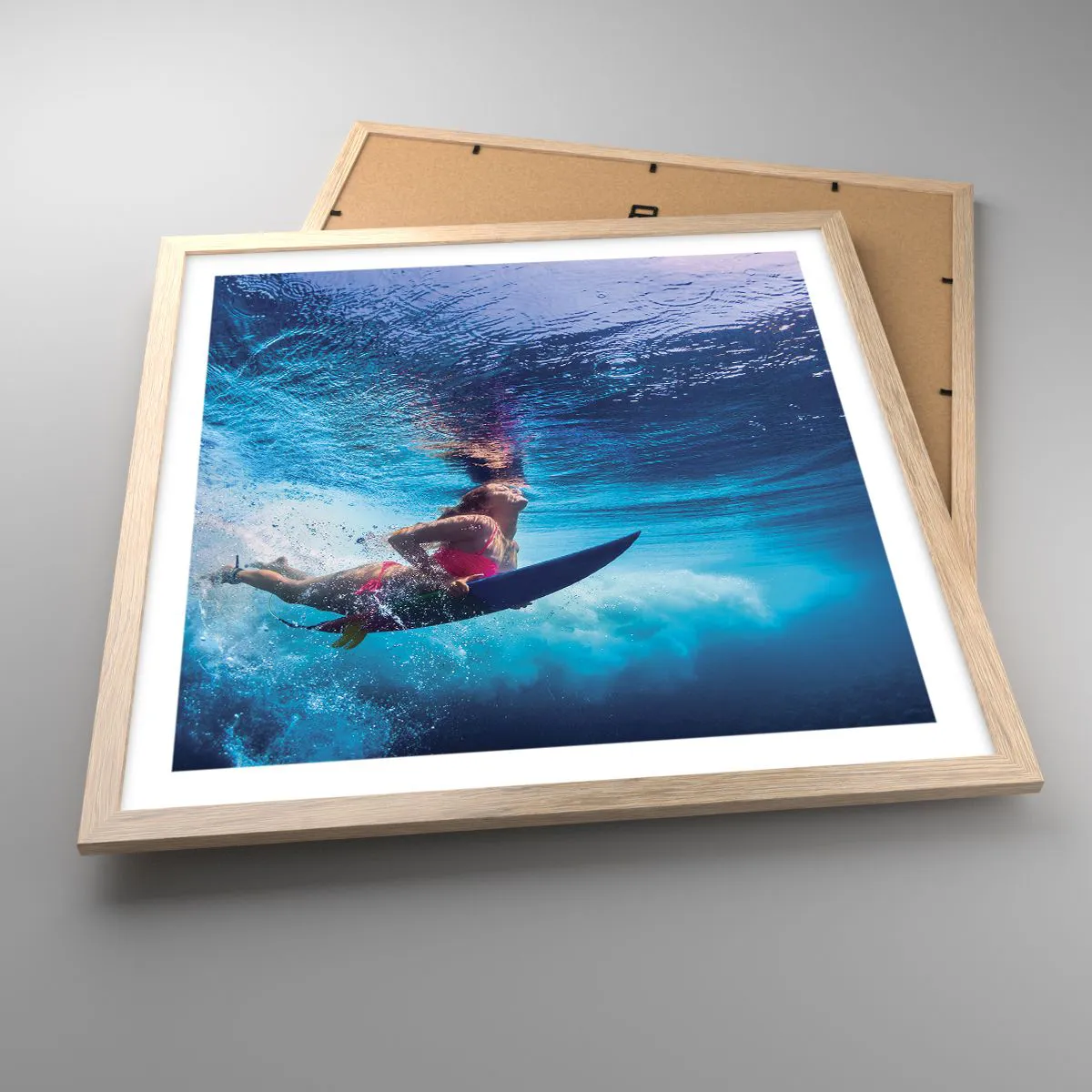 Plakat i ramme af lyst egetræ - Dybden af glæde - 50x50 cm