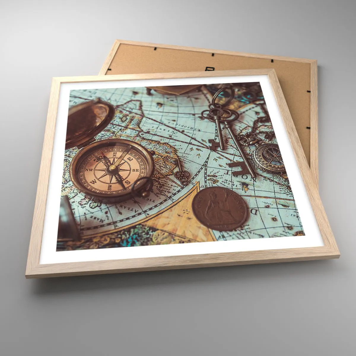 Poster in light oak frame - For Adventurers - 50x50 cm