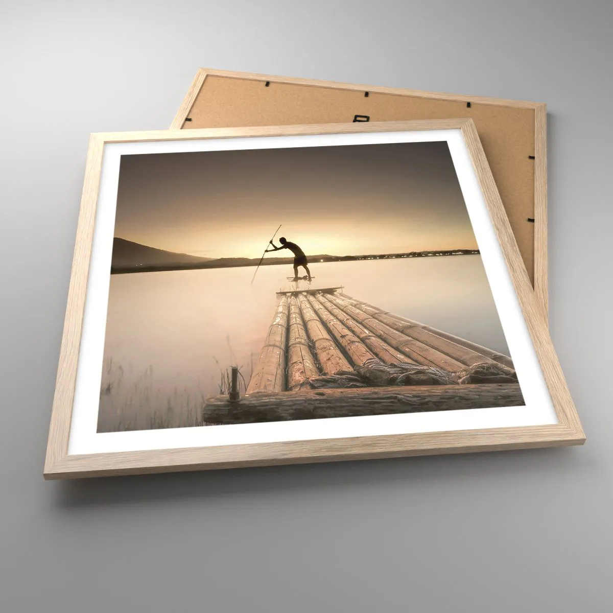 Plakat i ramme af lyst egetræ - Før du hviler - 50x50 cm