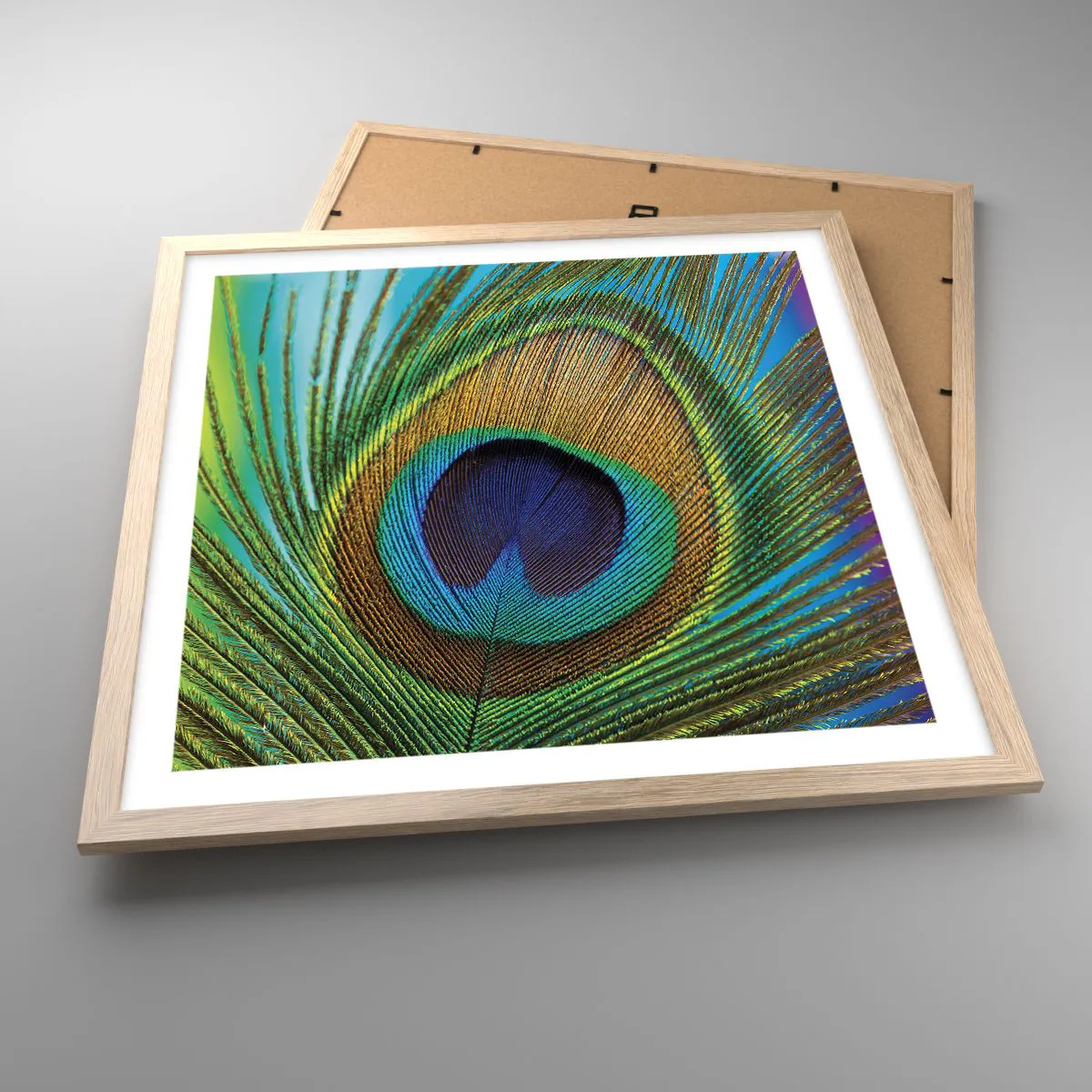 Affiche dans un chêne clair - Poster - Les yeux dans les yeux - 50x50 cm