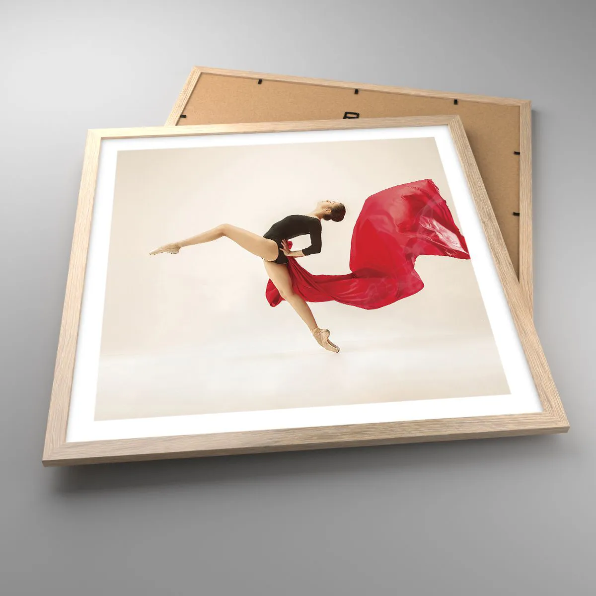 Plakat w ramie jasny dąb - Czerwone i czarne - 50x50 cm