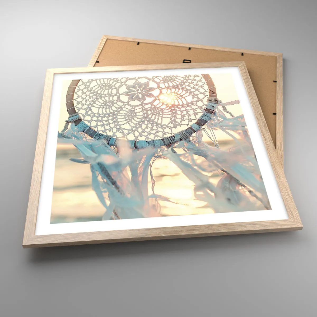 Pôster com moldura de carvalho claro - Totem de renda - 50x50 cm