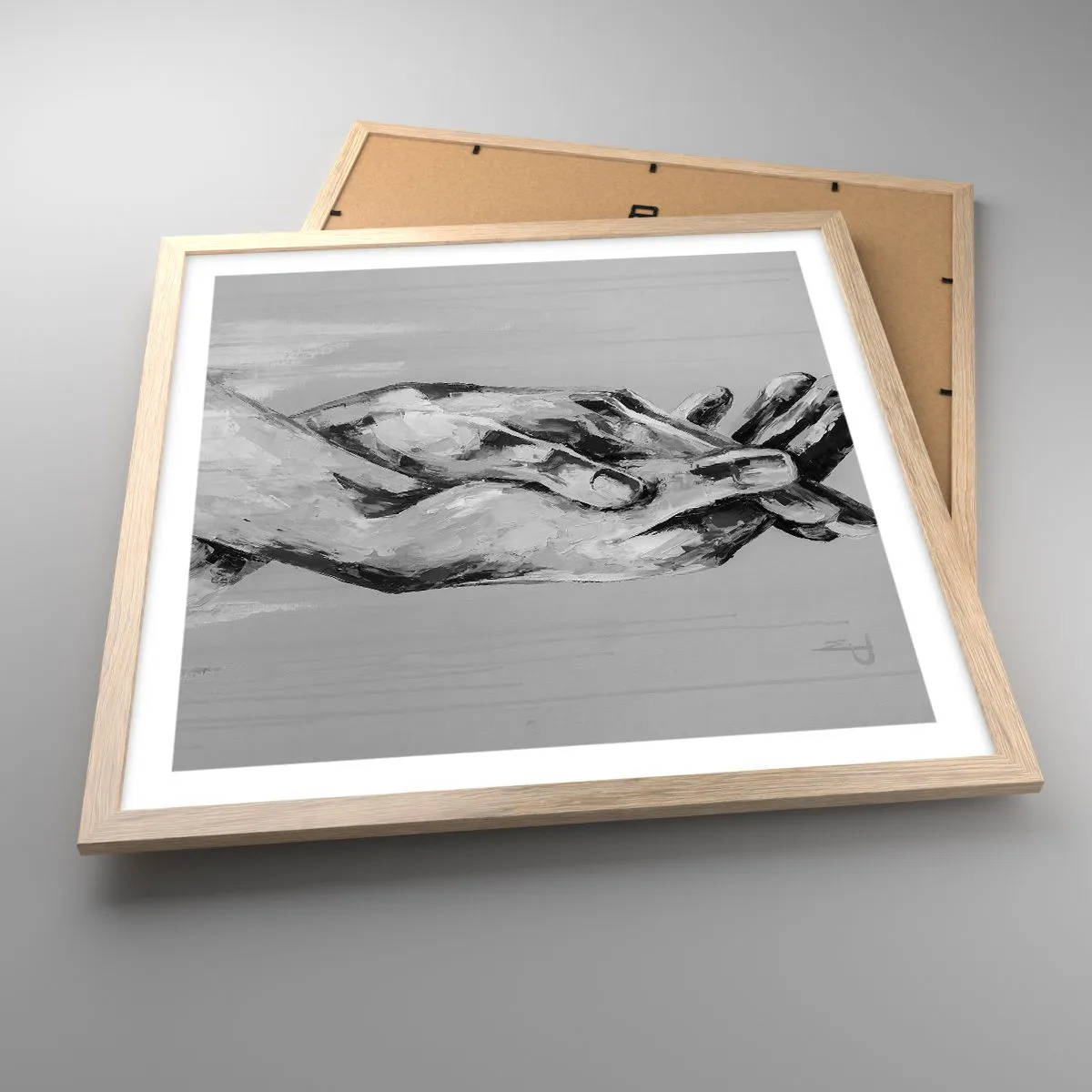 Affiche dans un chêne clair - Poster - Début... - 50x50 cm