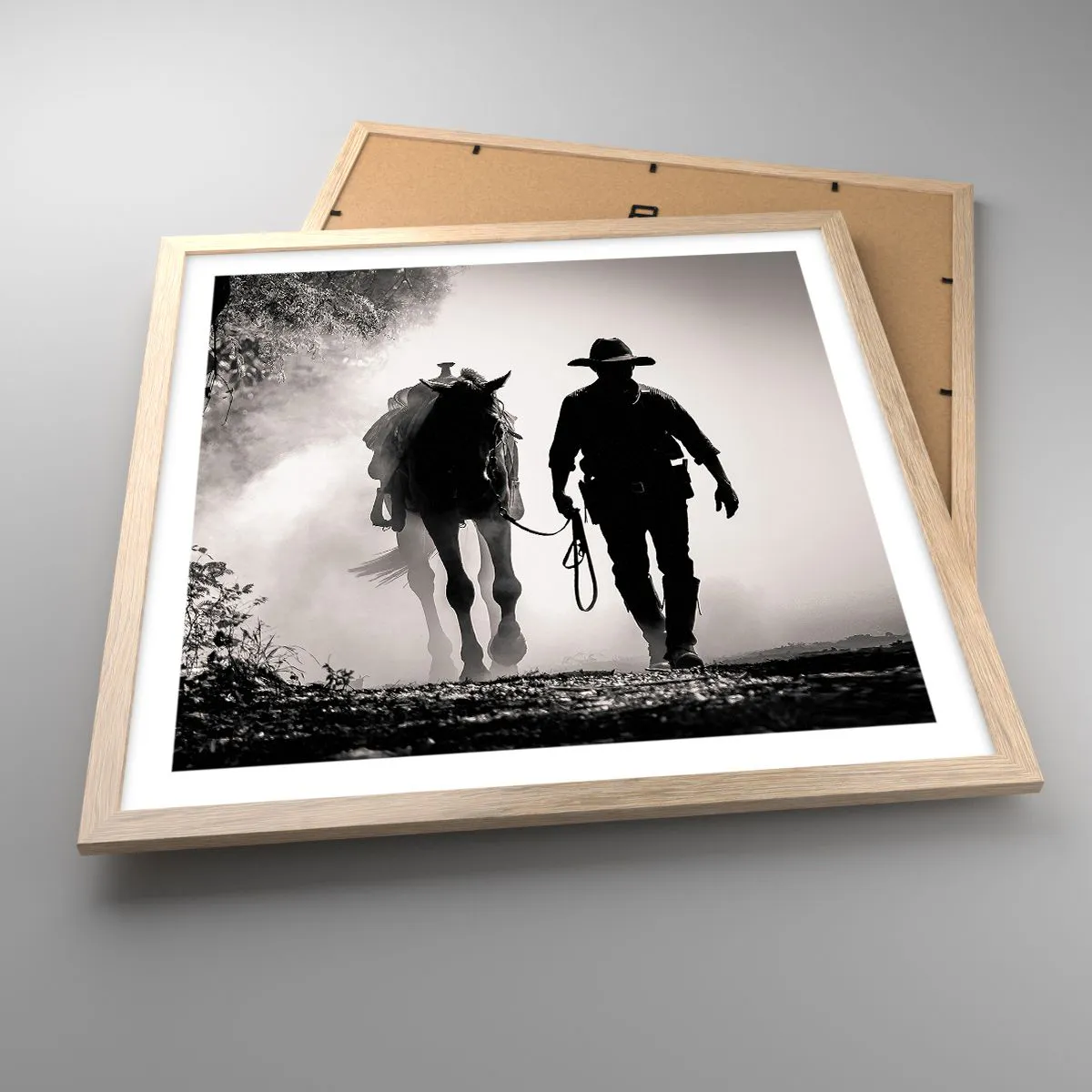 Poszter világos tölgy keretben - Texasi reggel - 50x50 cm