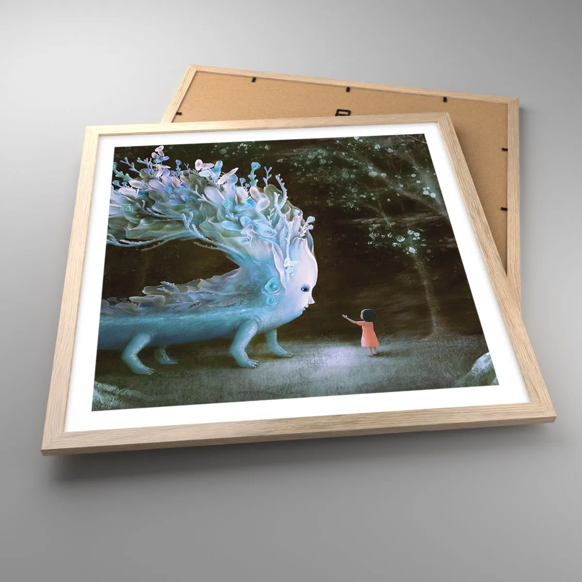 Plagát v ráme zo svetlého duba - Fantastické stretnutie - 50x50 cm