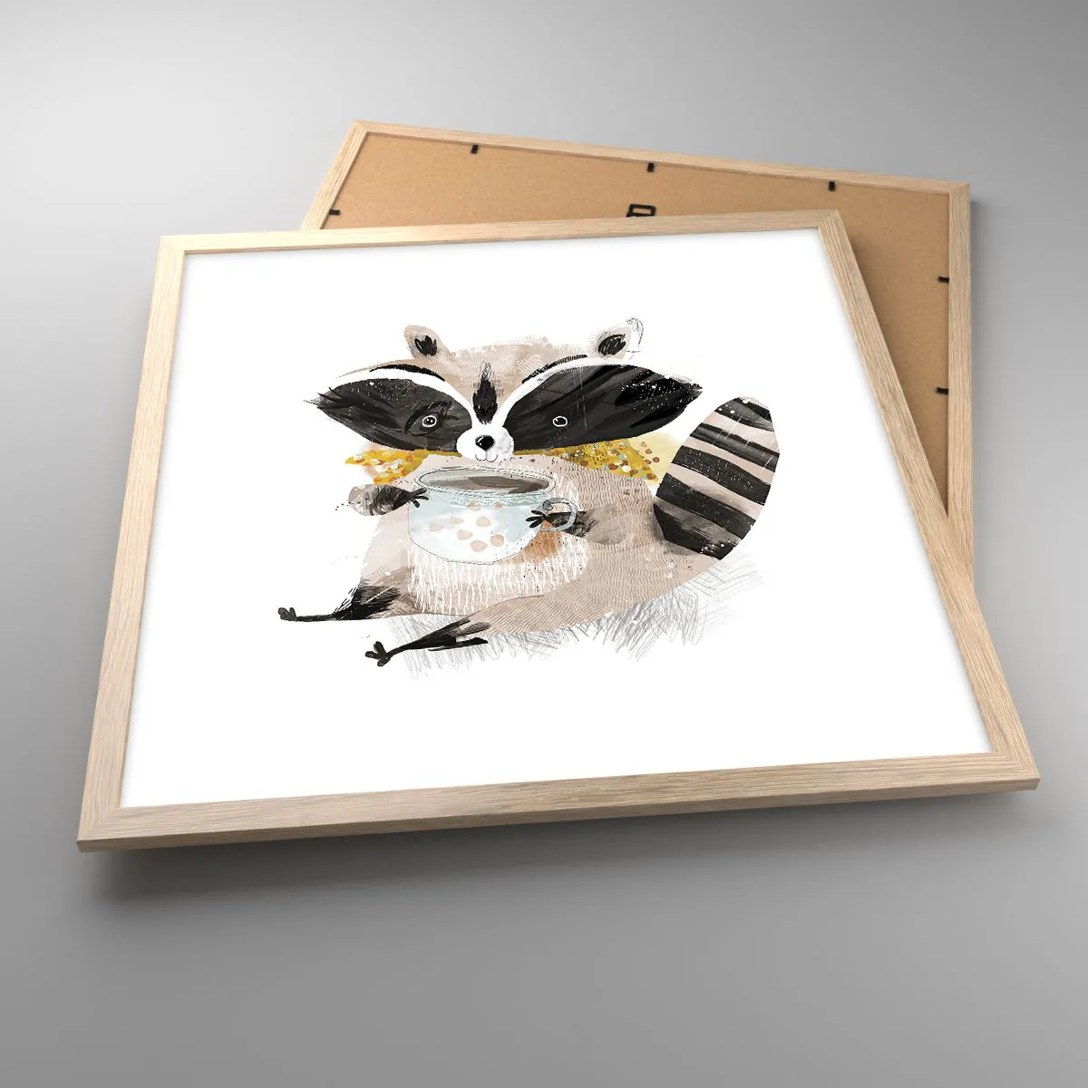 Plagát v ráme zo svetlého duba - Môj priateľ mýval - 50x50 cm