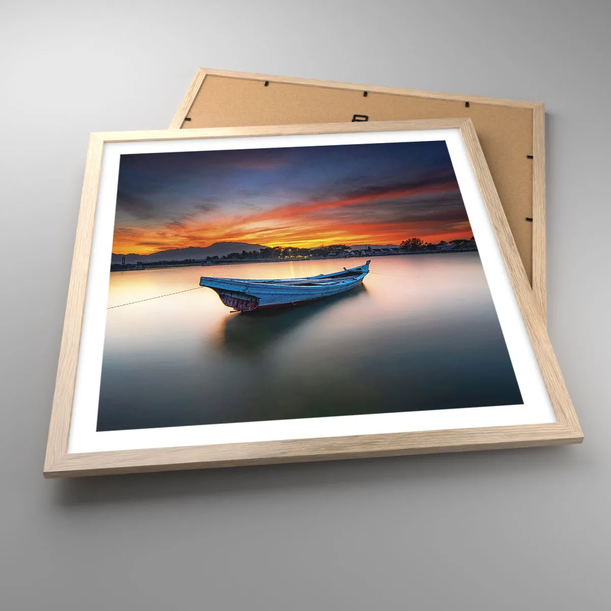 Poster in einem Rahmen aus heller Eiche - Eine gute Nacht kommt - 50x50 cm