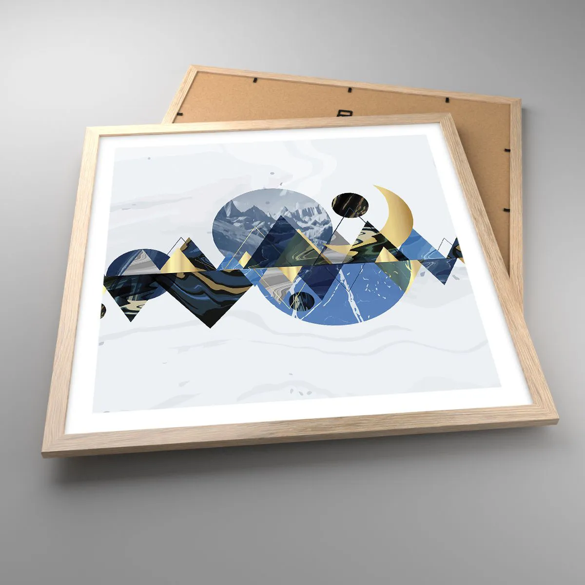 Póster en marco roble claro - Paisaje geométrico - 50x50 cm