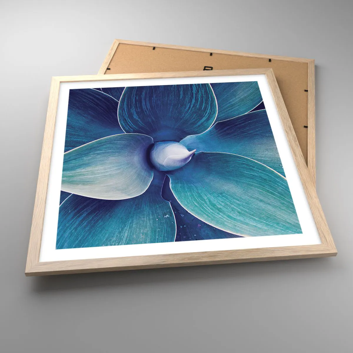 Poster in light oak frame - Blue from the Sky - 50x50 cm