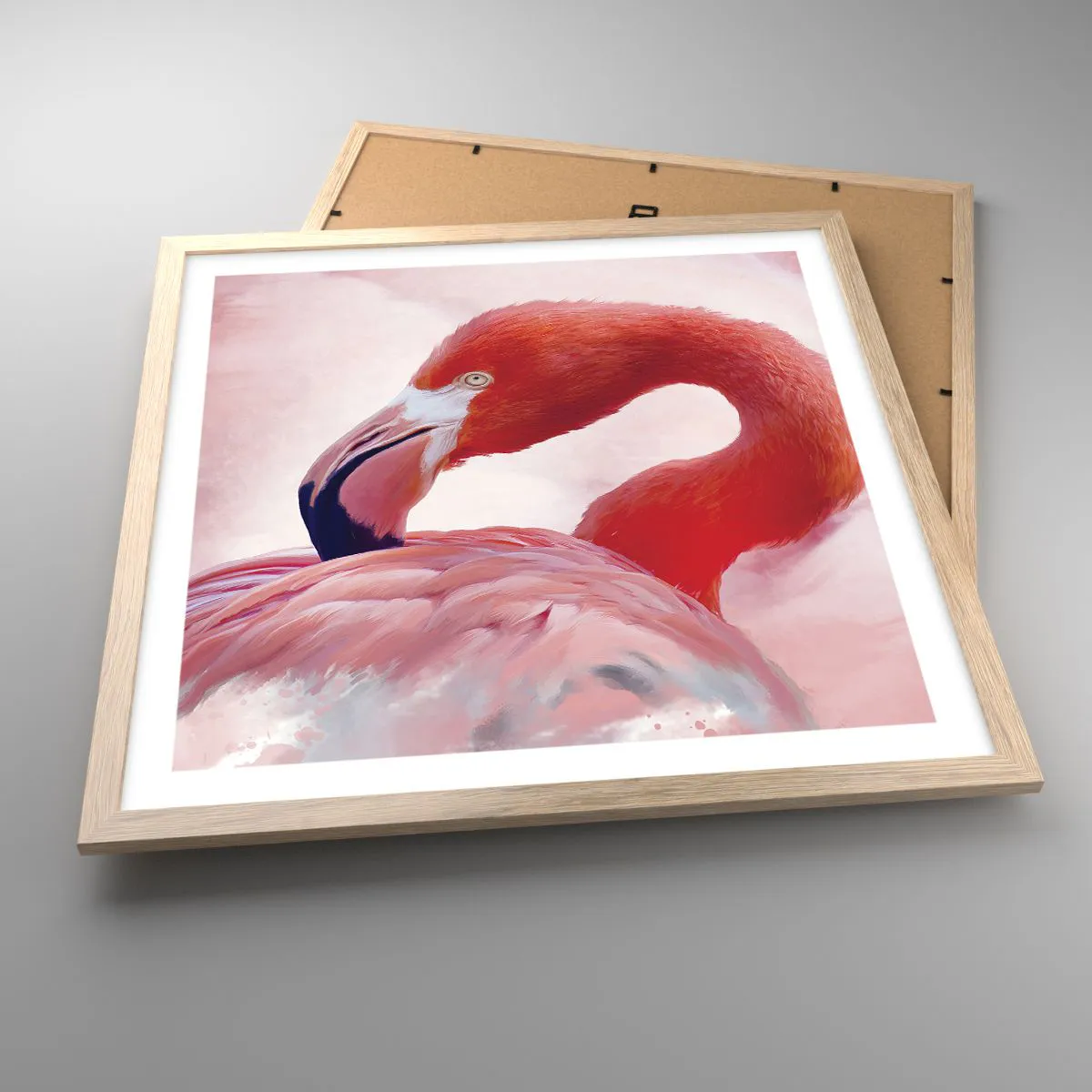 Poster in light oak frame - Bird Look - 50x50 cm