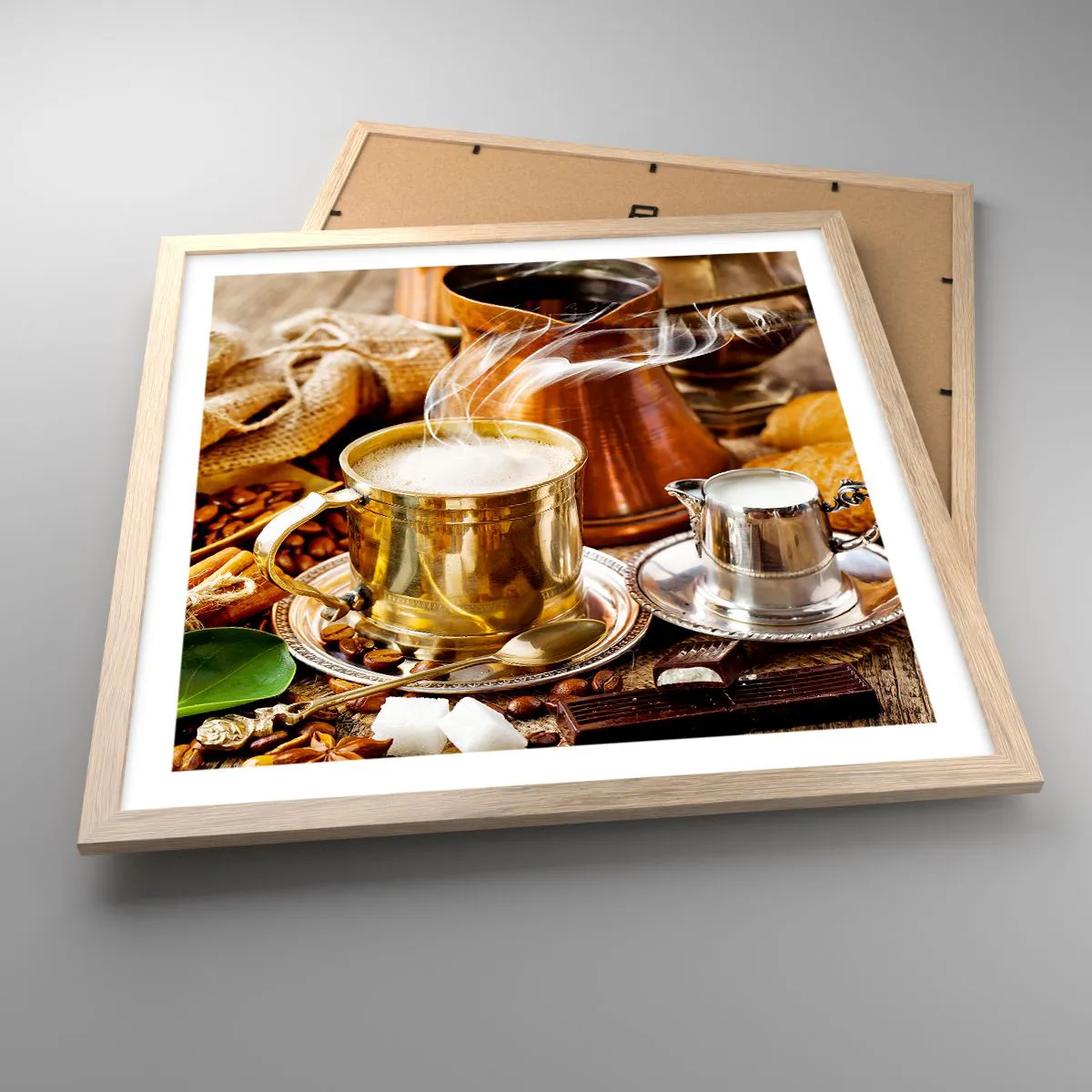 Plakát v rámu světlý dub - Hezký den! - 50x50 cm