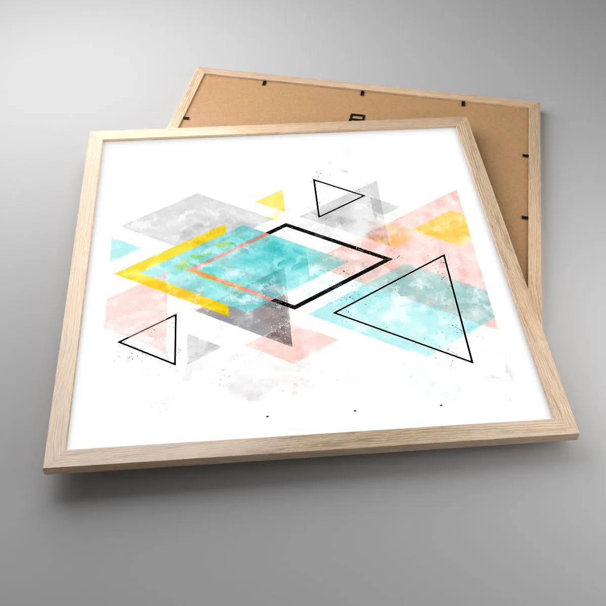 Poster în ramă de stejar deschis - Joc geometric - 50x50 cm