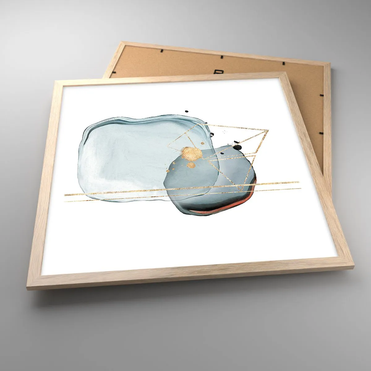 Plakat i ramme af lyst egetræ - En undersøgelse af dråber - 50x50 cm