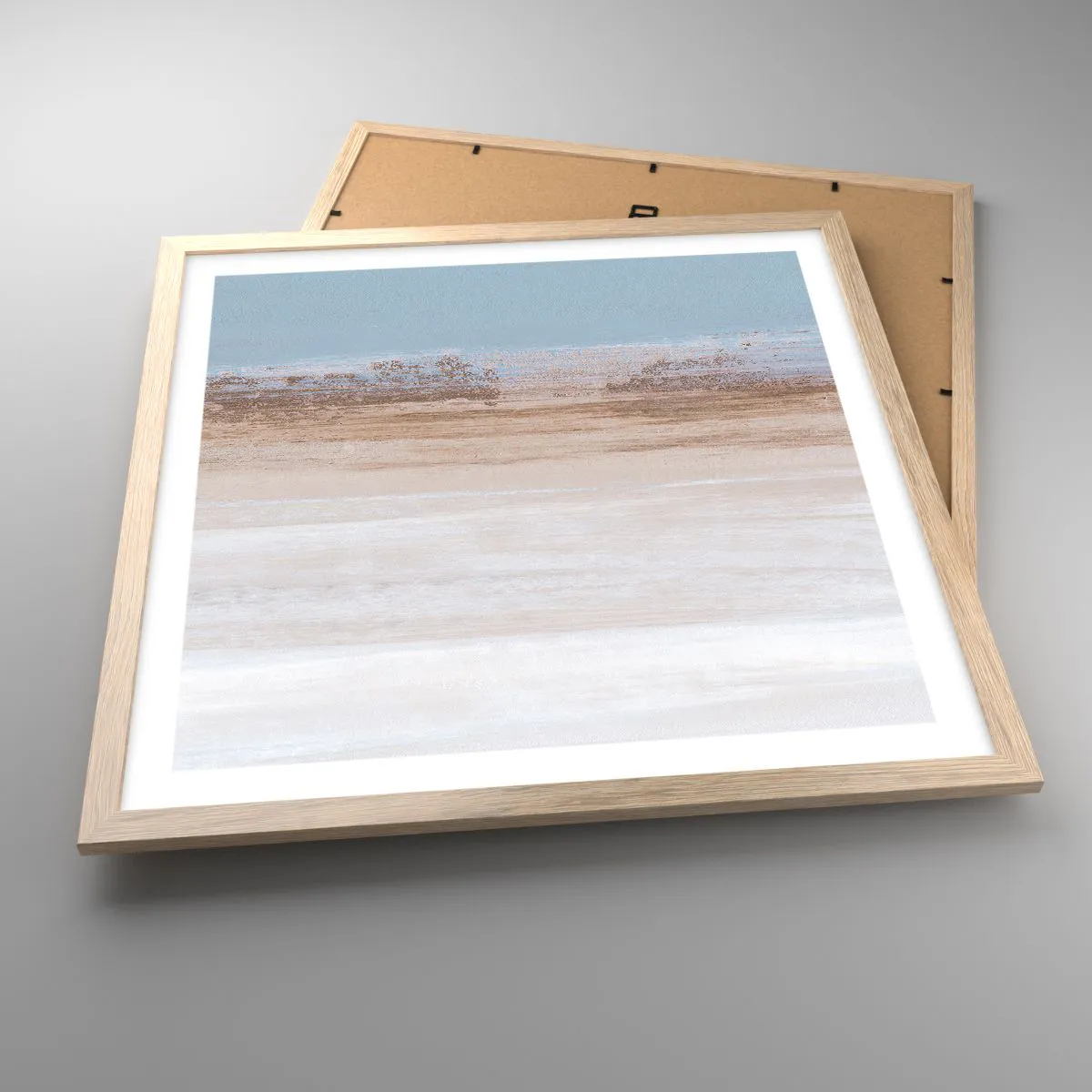 Plakat i ramme af lyst egetræ - Tvetydigt landskab - 50x50 cm