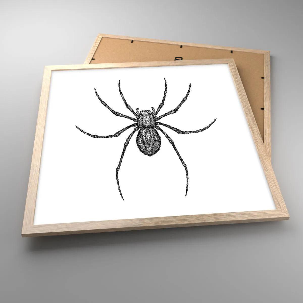 Plakat i ramme af lyst egetræ - Foruroligende præcision - 50x50 cm