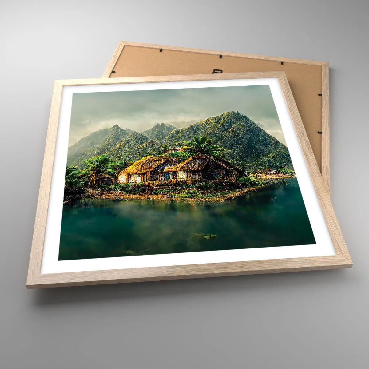 Poster in light oak frame - Tropical Paradise - 50x50 cm