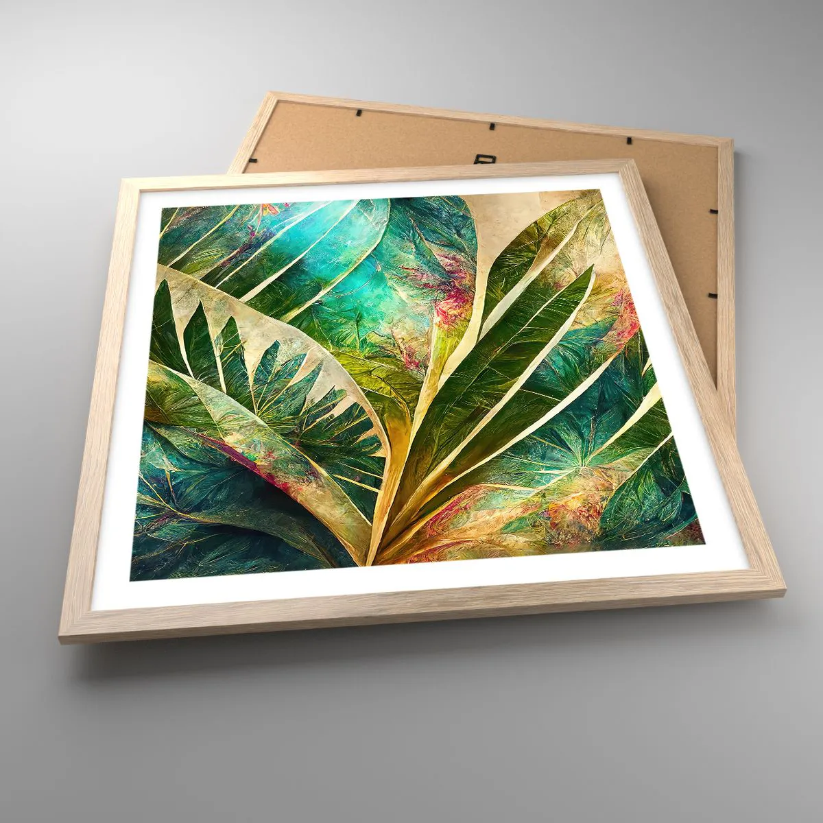 Póster en marco roble claro - Los colores del trópico - 50x50 cm