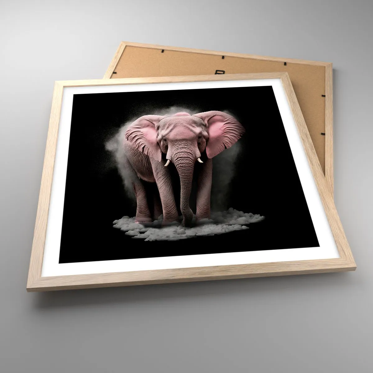 Plakát v rámu světlý dub - Nemysli na růžového slona! - 50x50 cm