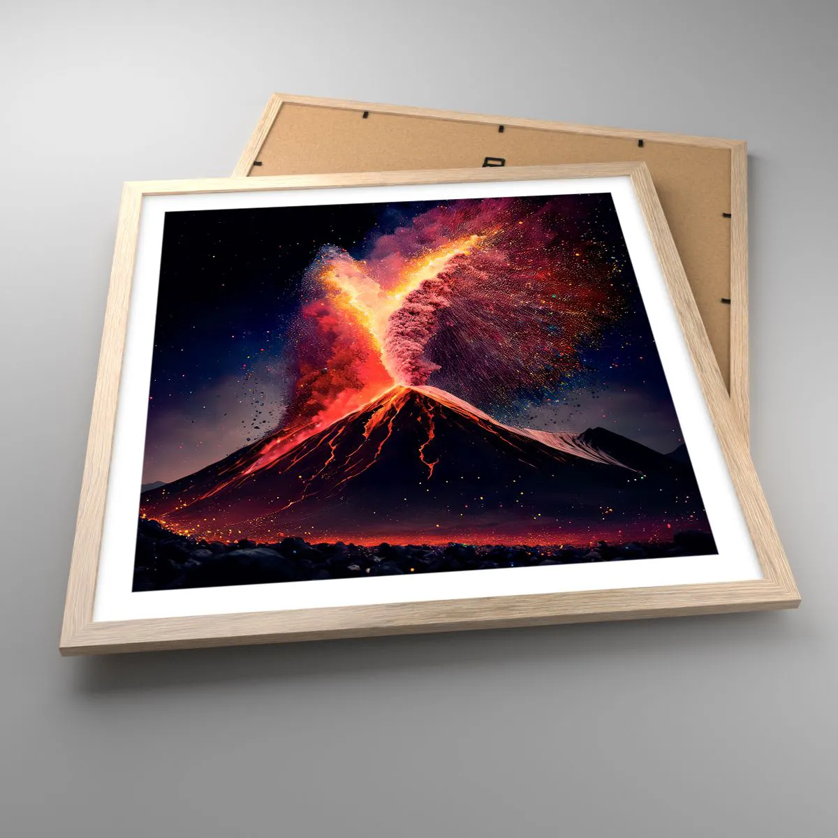 Poster în ramă de stejar deschis - Frumusețe și groază - 50x50 cm