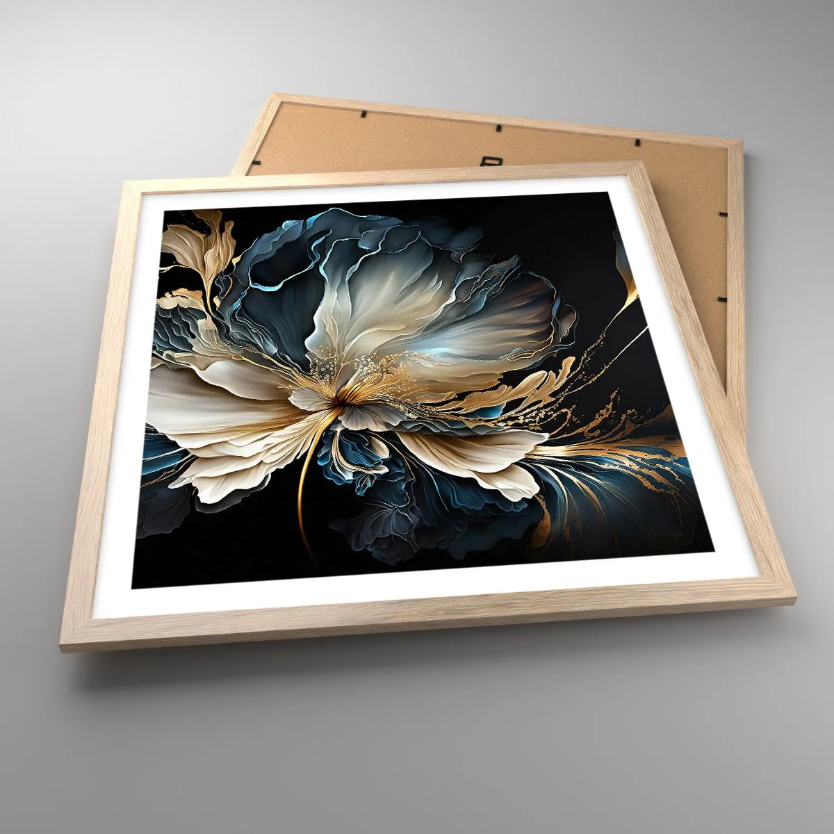 Pôster com moldura de carvalho claro - Flor de samambaia de conto de fadas - 50x50 cm