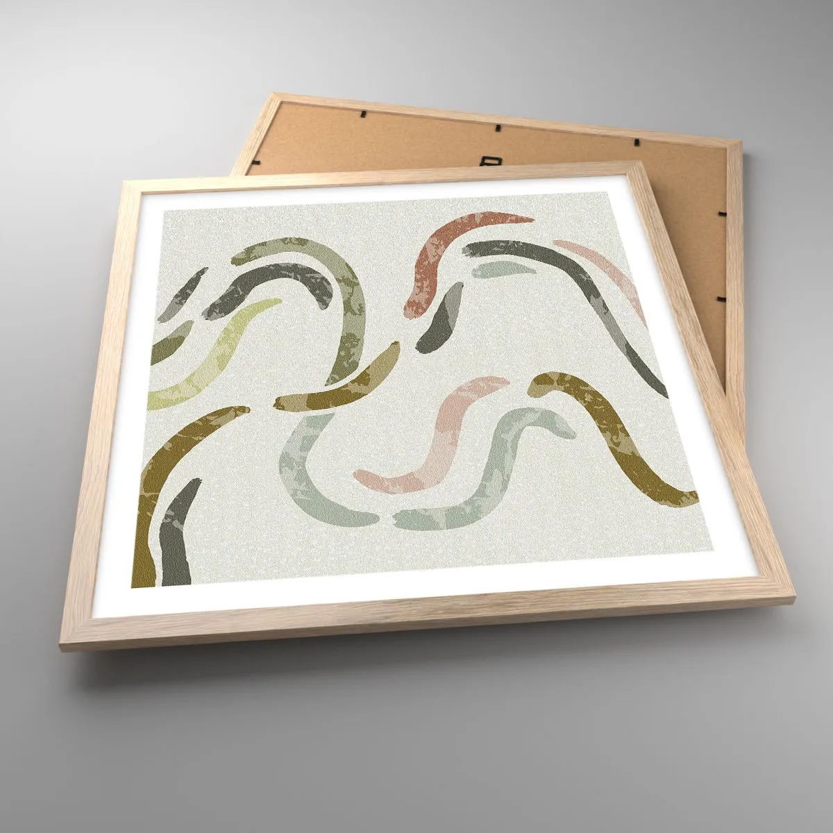 Poszter világos tölgy keretben - Az absztrakció vidám tánca - 50x50 cm