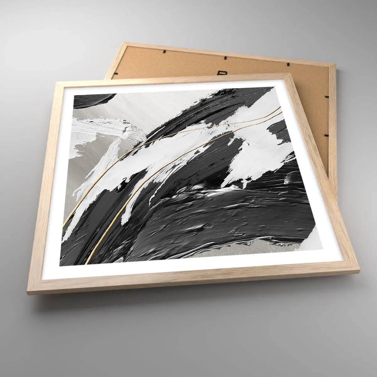 Poster in einem Rahmen aus heller Eiche - Abstraktion in großem Stil - 50x50 cm