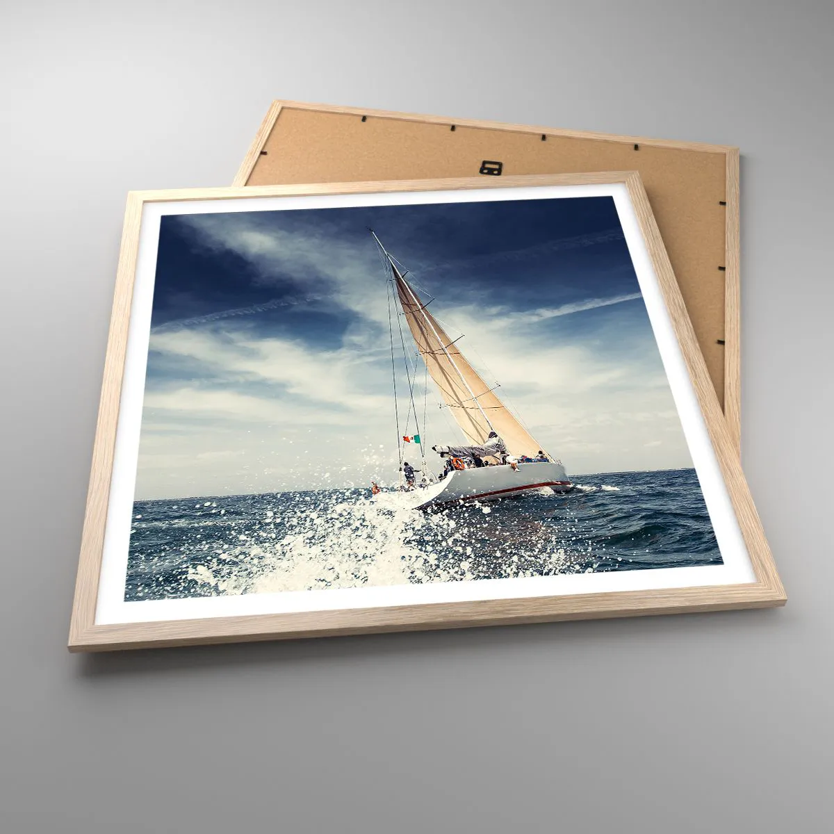 Plakat i ramme af lyst egetræ - De kan ikke indhente os! - 60x60 cm