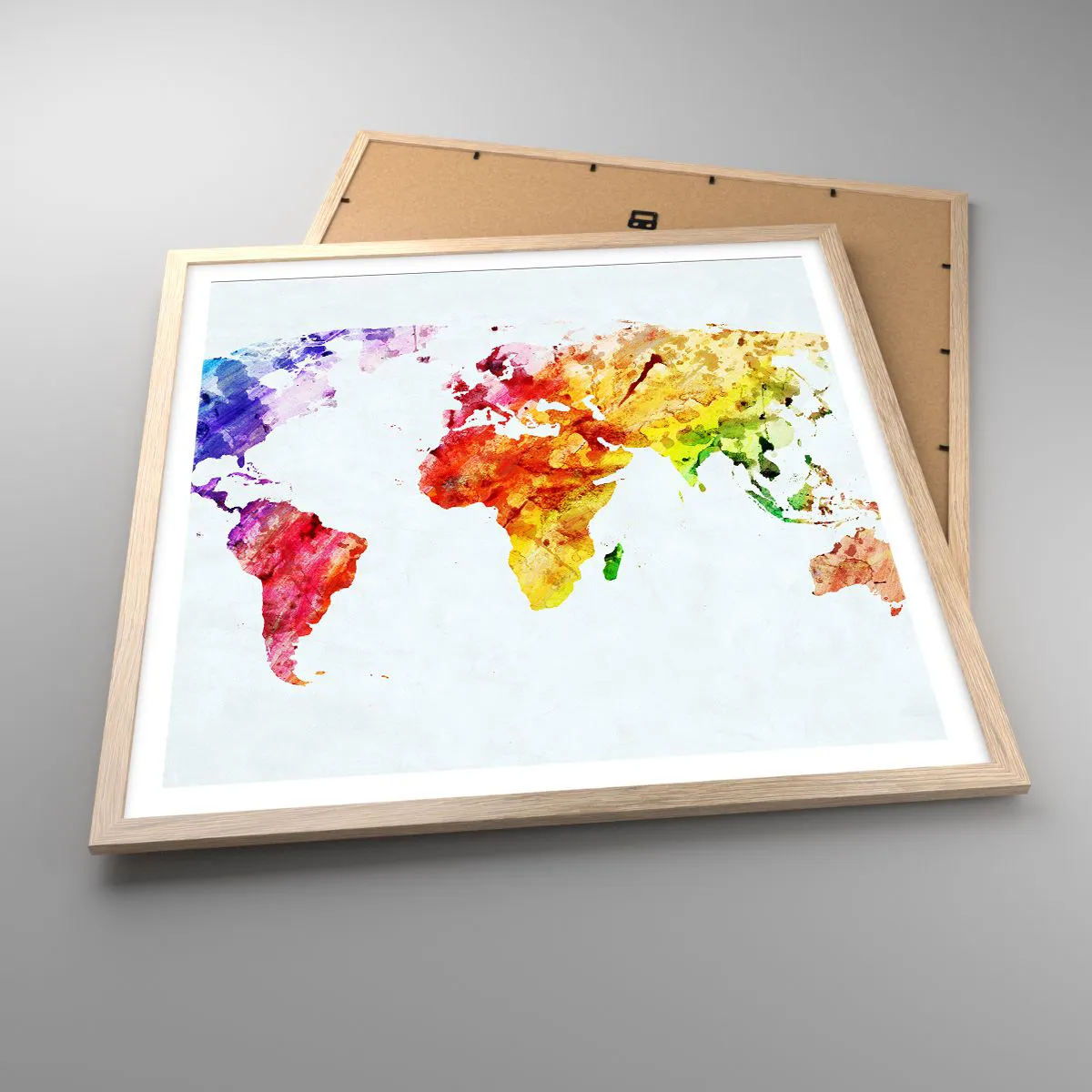 Plakát v rámu světlý dub - Všechny barvy světa - 60x60 cm