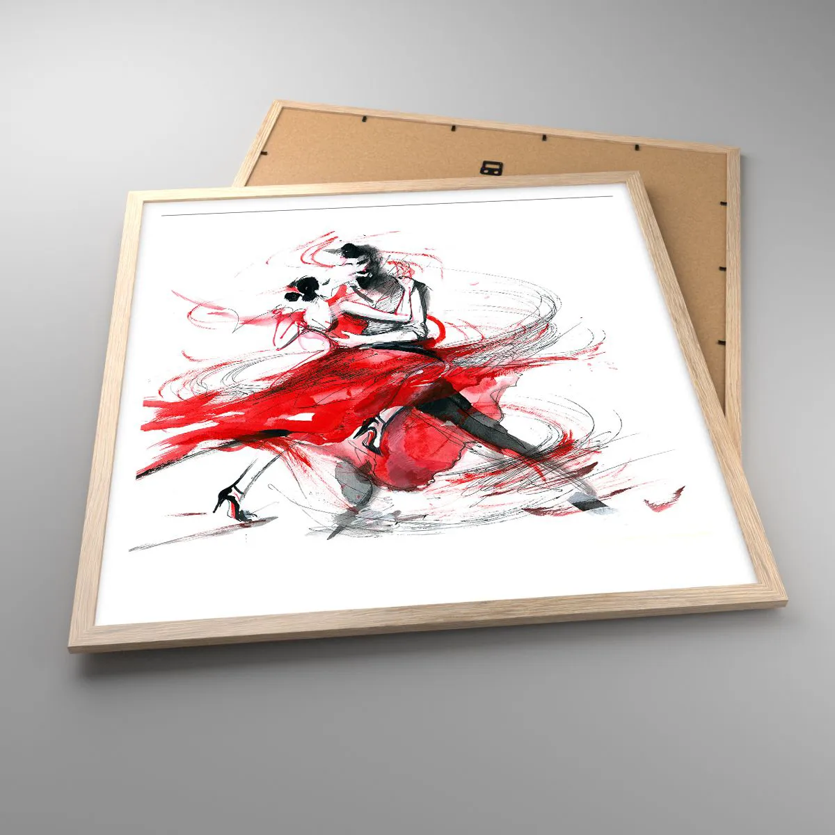Poster în ramă de stejar deschis - Tango - ritmul pasiunii - 60x60 cm