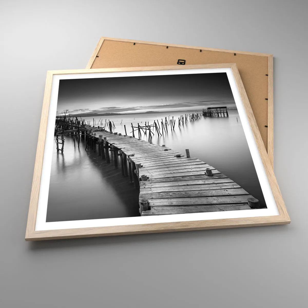 Poster in light oak frame - Peace of a Forgotten Shore - 60x60 cm