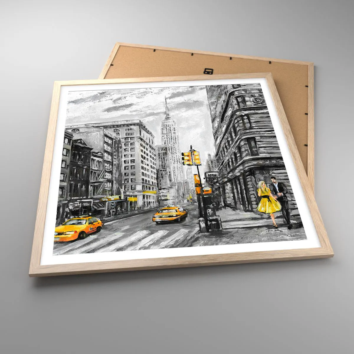 Poster în ramă de stejar deschis - O poveste din New York - 60x60 cm