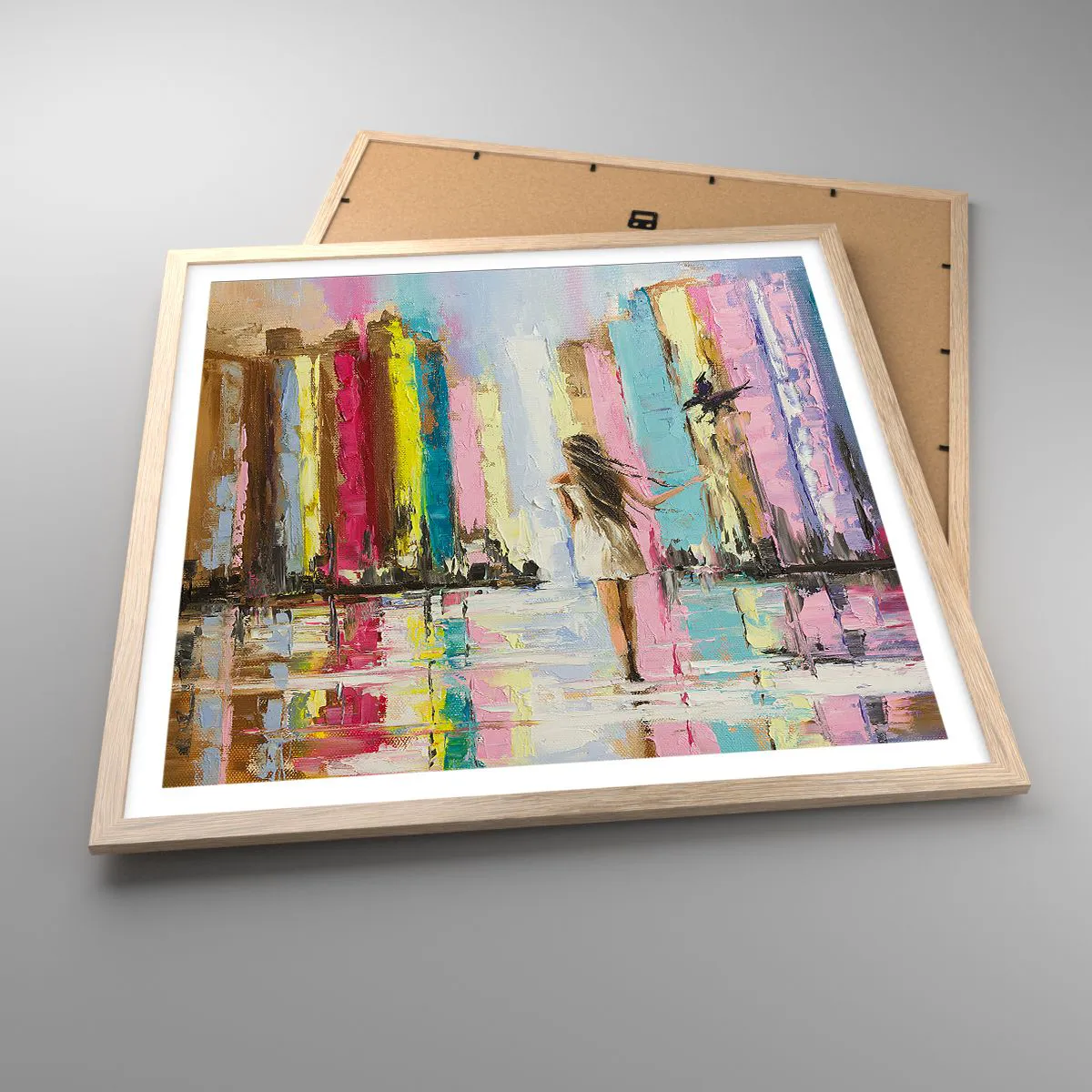 Poster in light oak frame - Follow Me - 60x60 cm