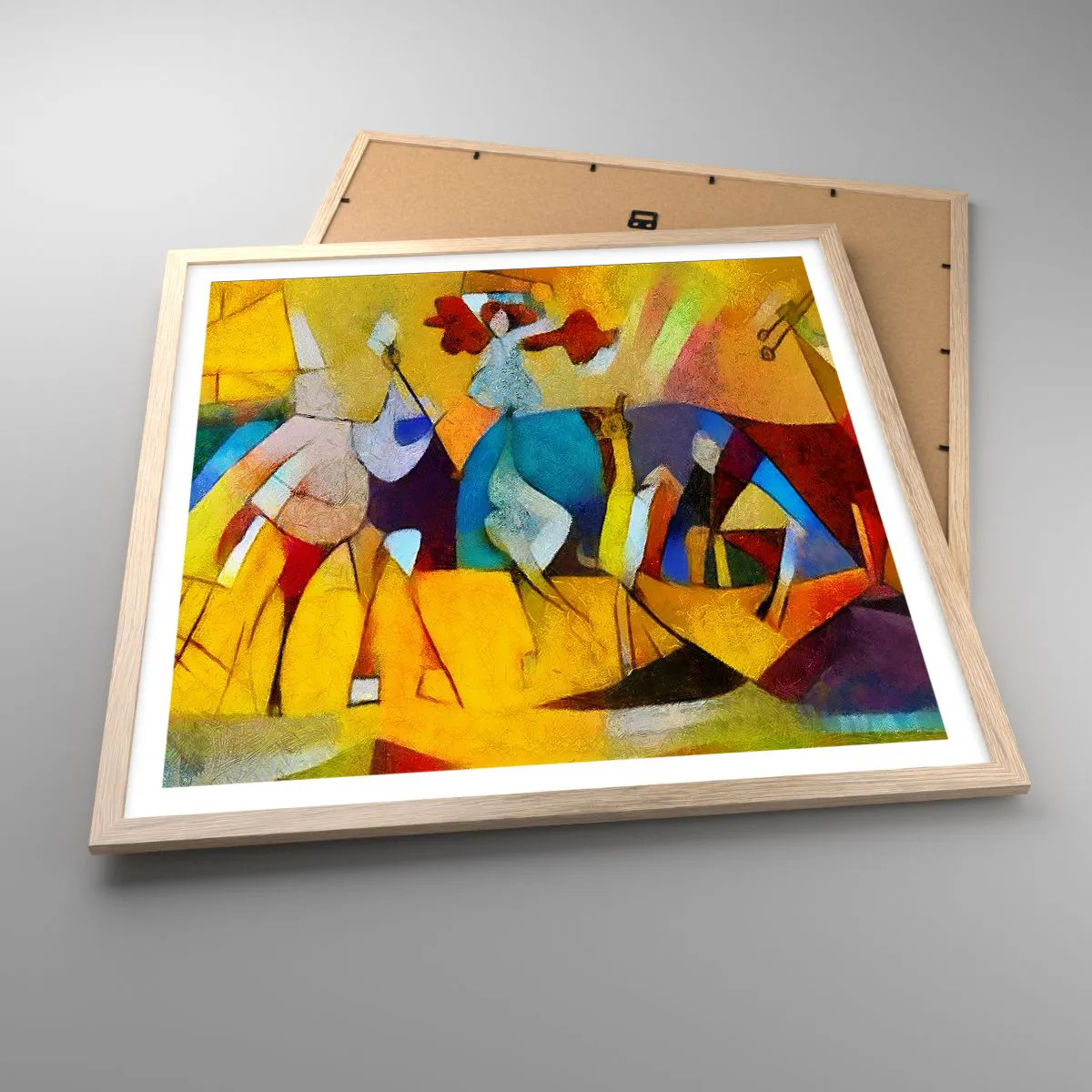 Poster in light oak frame - Sun -Life - Happiness - 60x60 cm