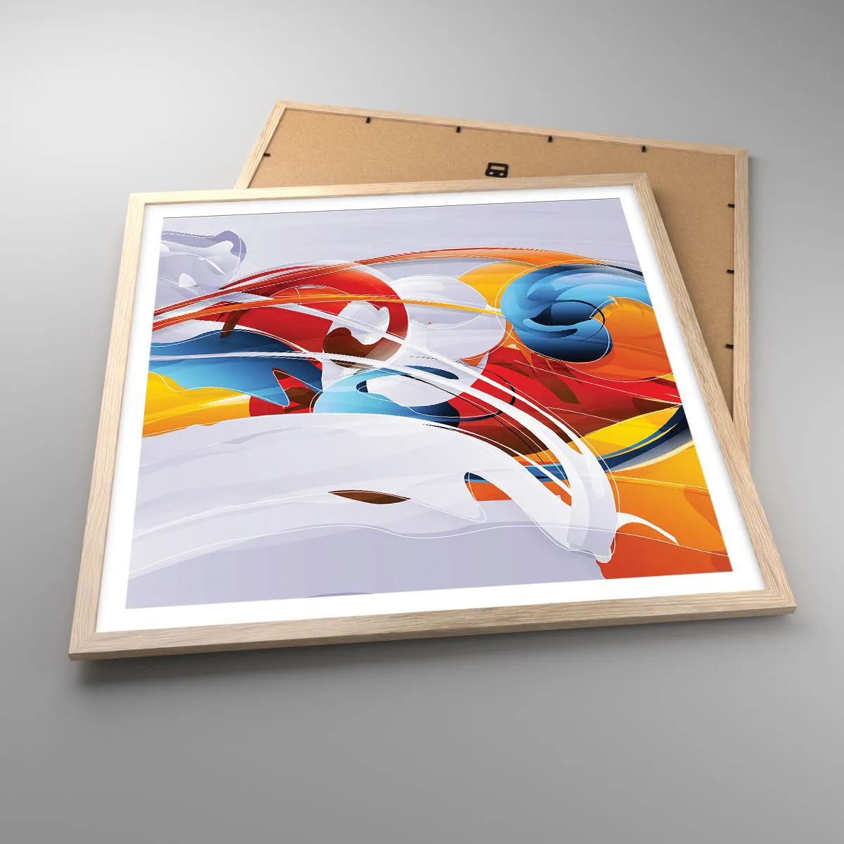 Poszter világos tölgy keretben - Az elemek tánca - 60x60 cm