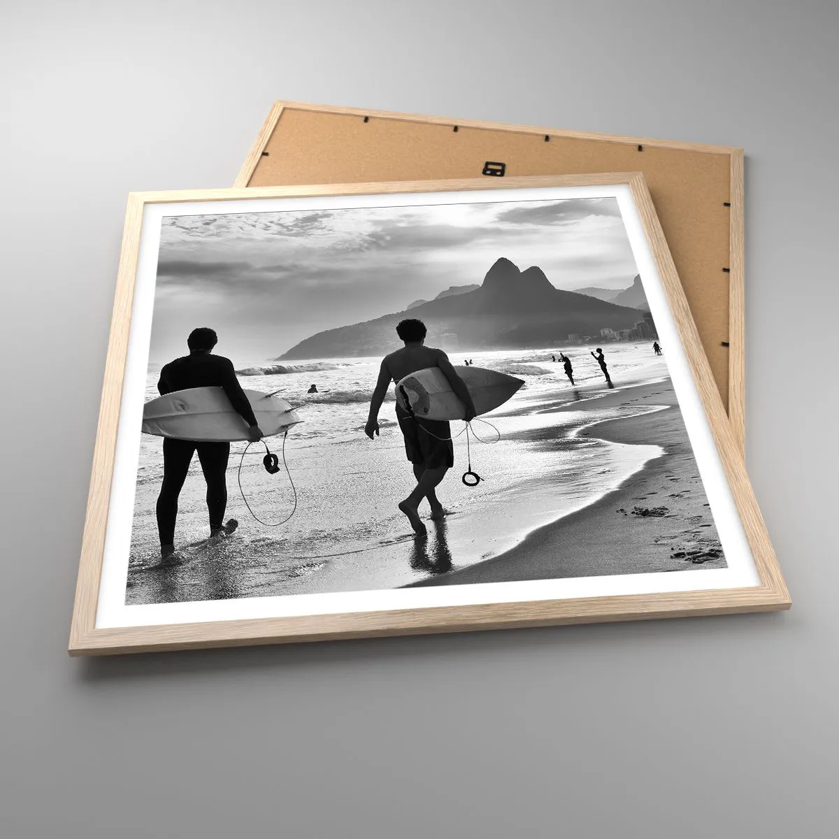 Póster en marco roble claro - Samba para una ola - 60x60 cm