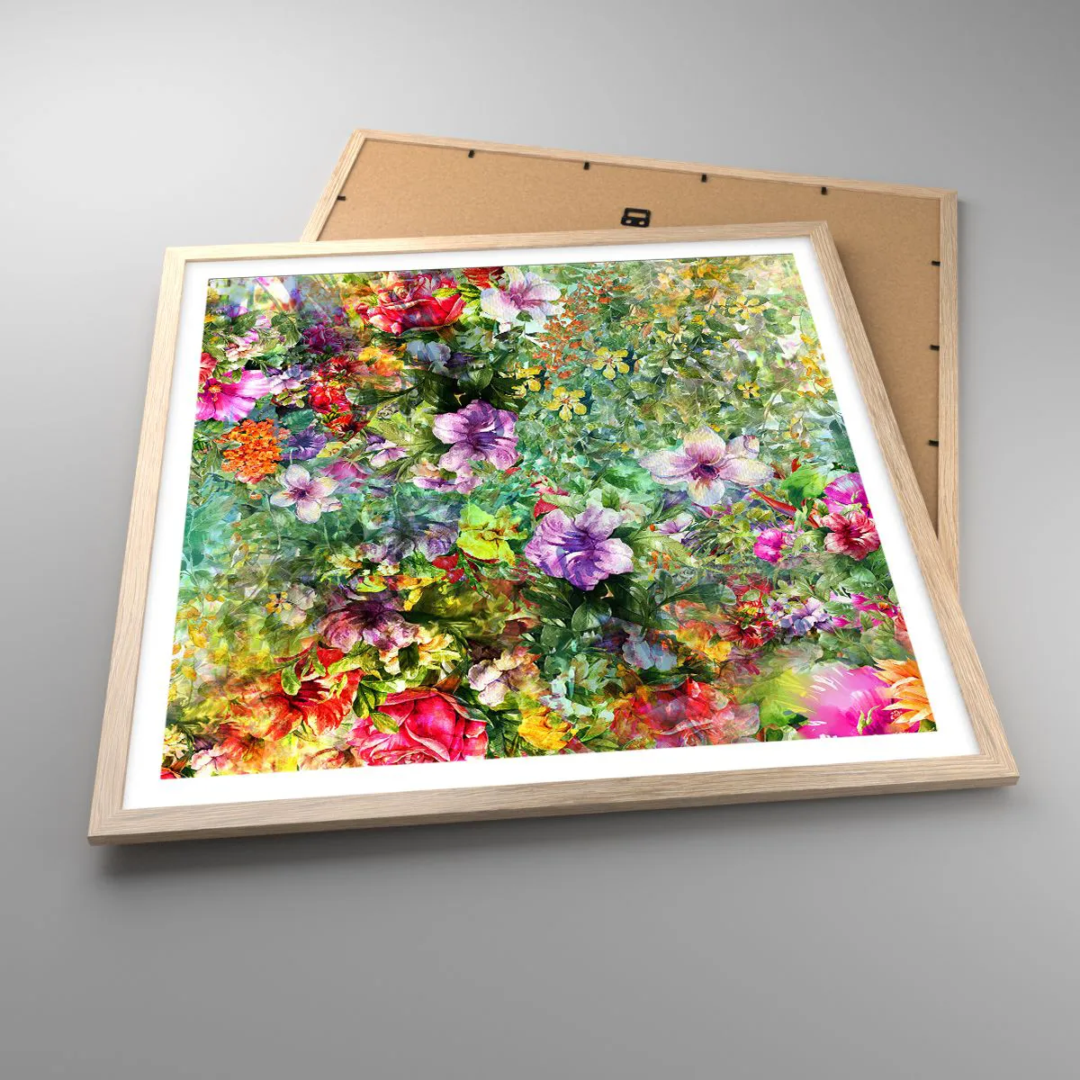 Póster en marco roble claro - En flores a la perdición - 60x60 cm