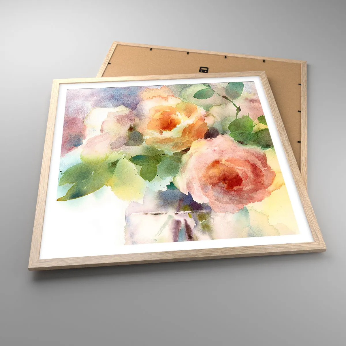 Poszter világos tölgy keretben - Gyengéd, mint az akvarell - 60x60 cm