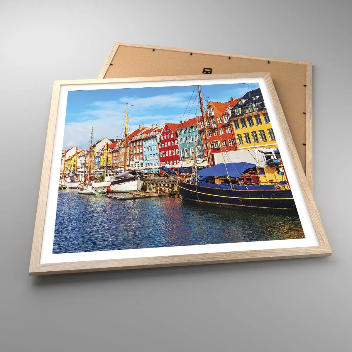 Poster in light oak frame - Joyful Coast - 60x60 cm