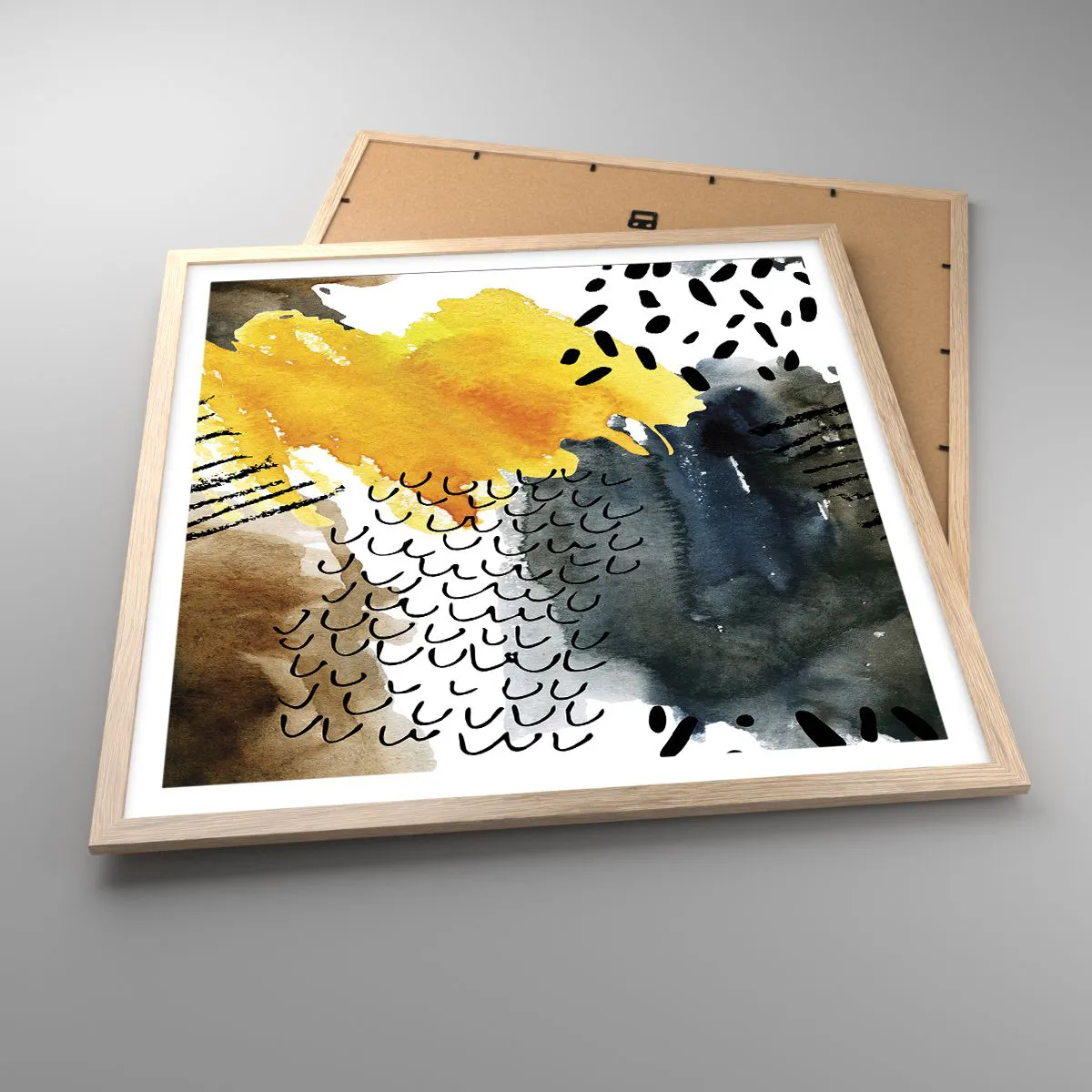 Poszter világos tölgy keretben - Az elemek találkozása - 60x60 cm