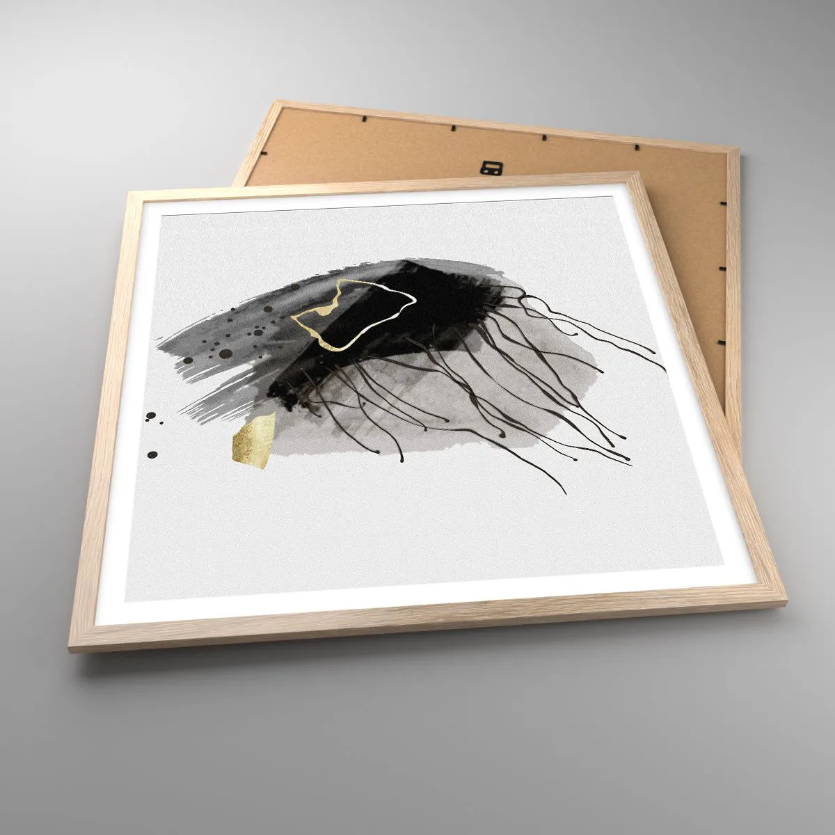 Affiche dans un chêne clair - Poster - En noir et en or - 60x60 cm