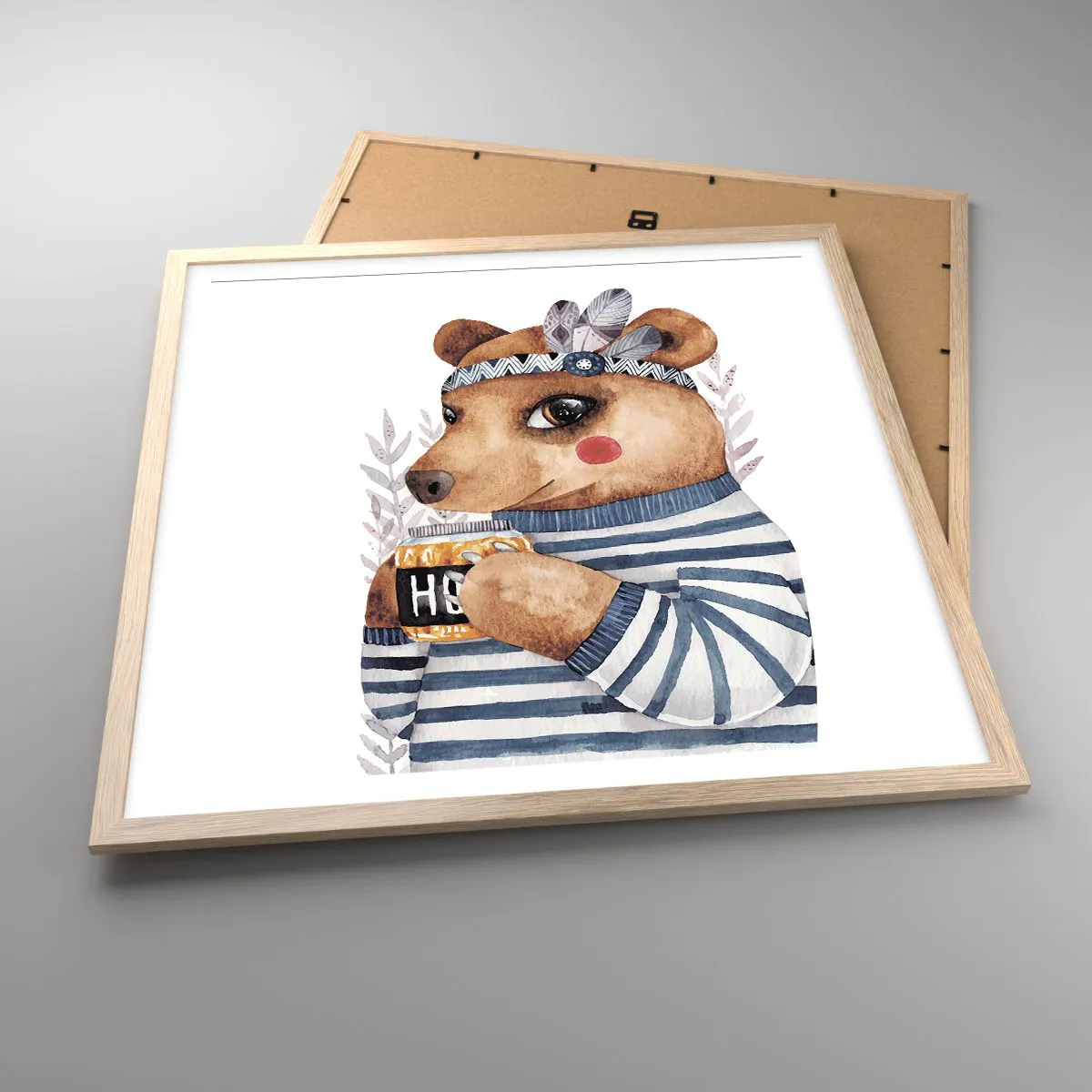 Poster in light oak frame - Sweet Lady Bear - 60x60 cm