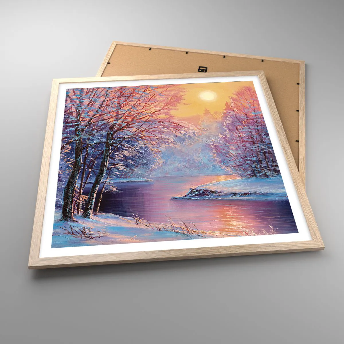 Plakat w ramie jasny dąb - Barwy zimy - 60x60 cm