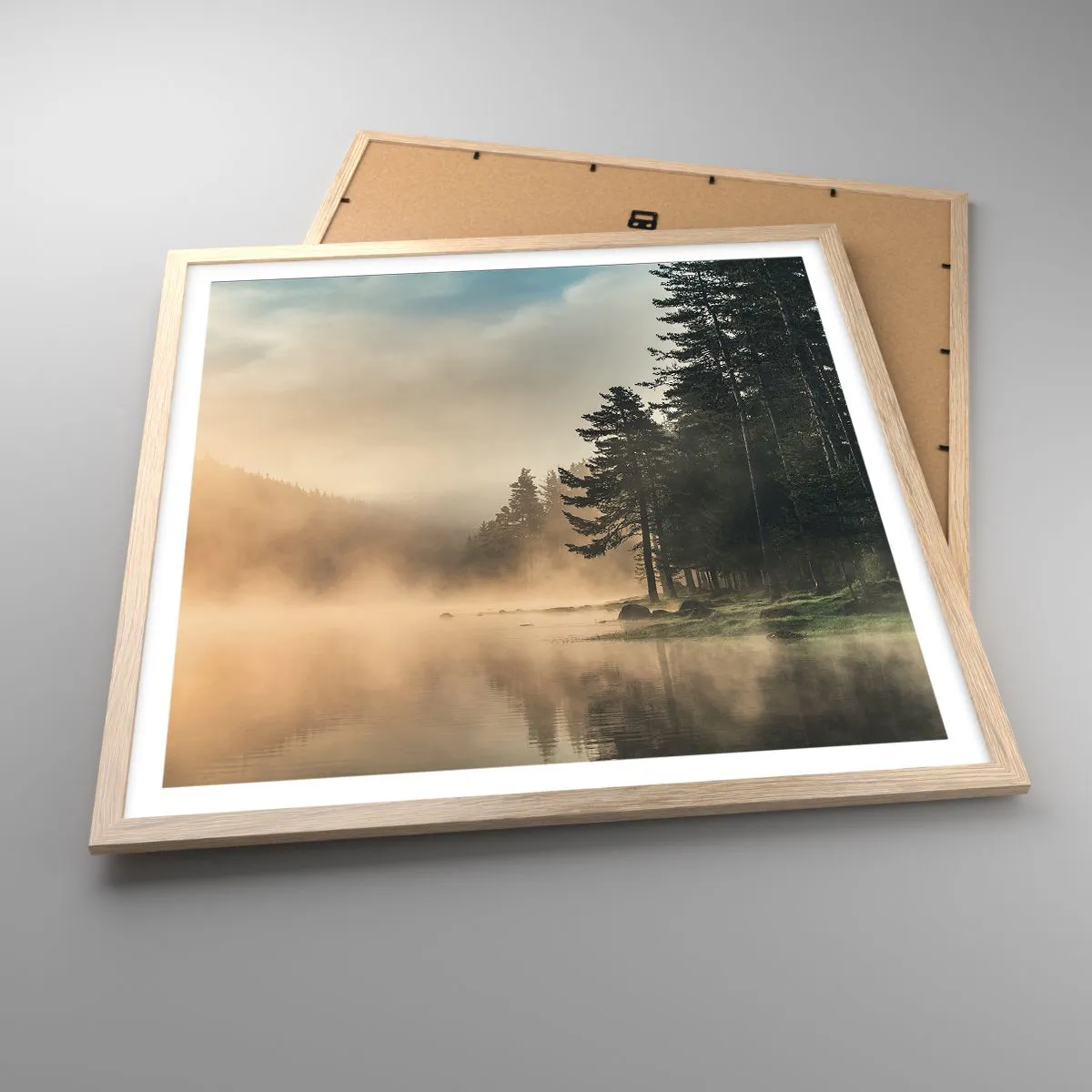 Pôster com moldura de carvalho claro - O nascimento do dia - 60x60 cm