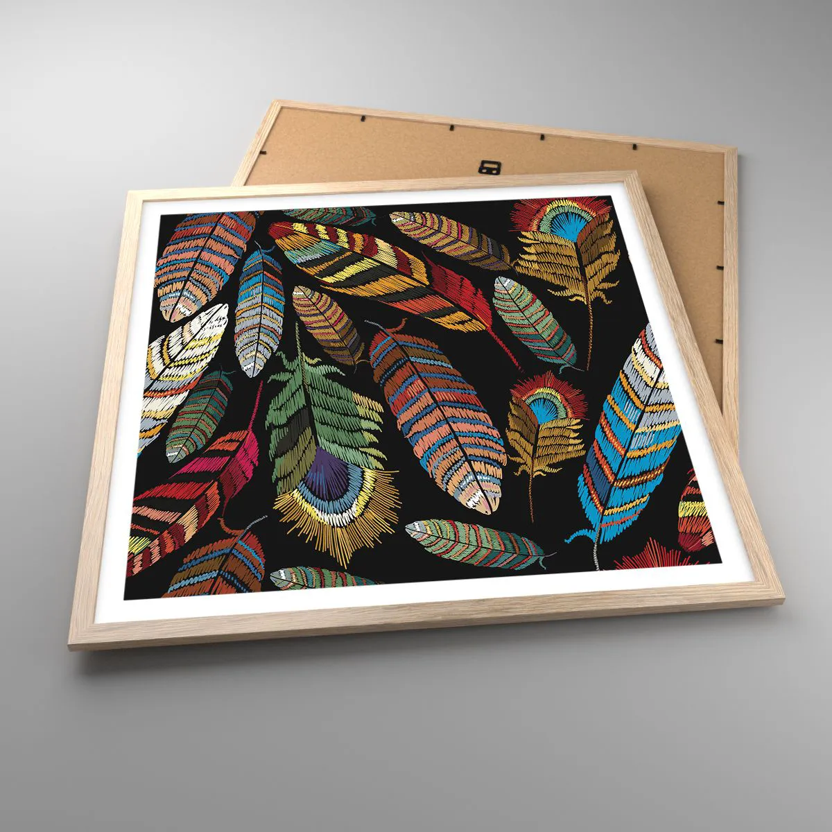 Affisch i ram av ljusek - Fågelkarneval - 60x60 cm