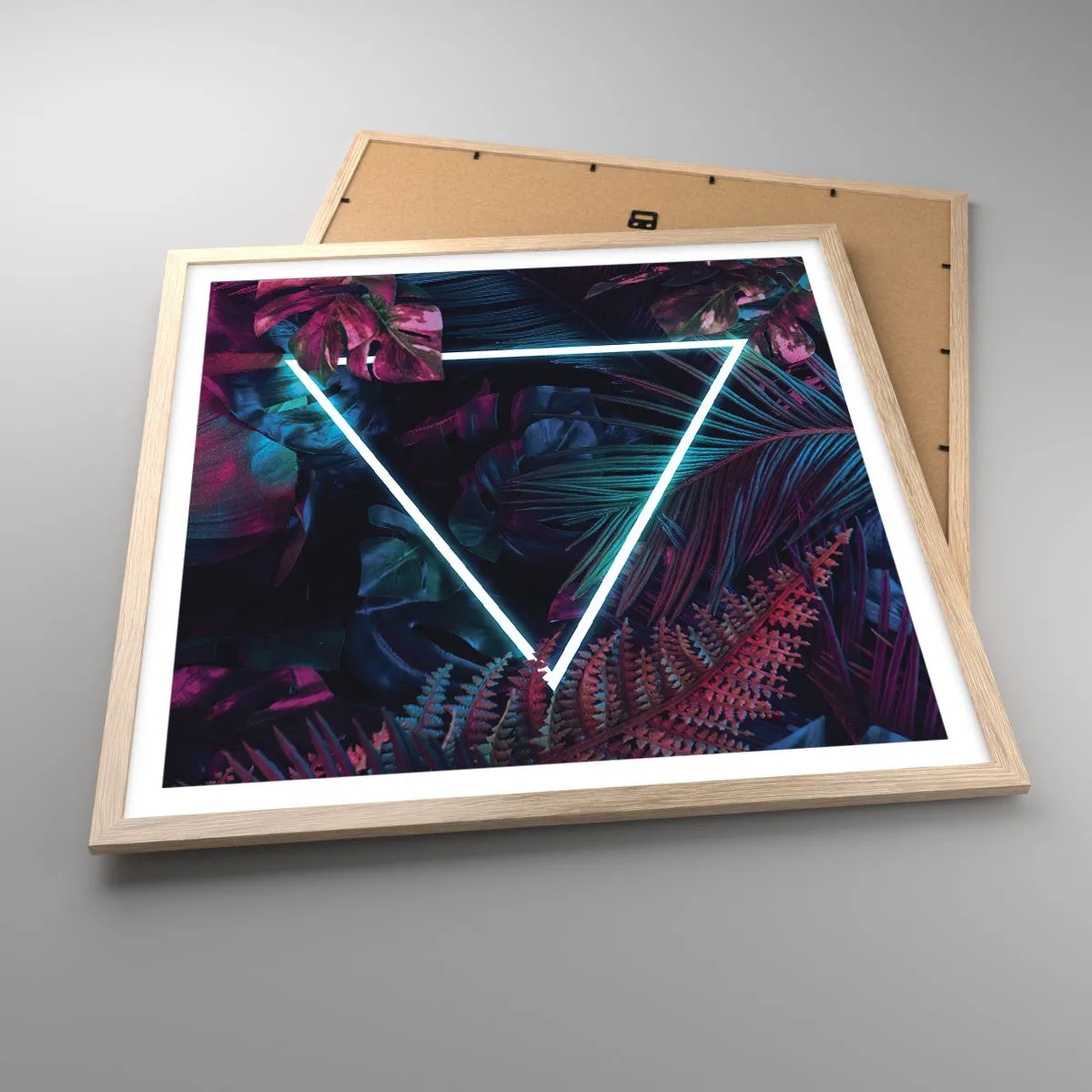 Poster in light oak frame - Disco Style Garden - 60x60 cm