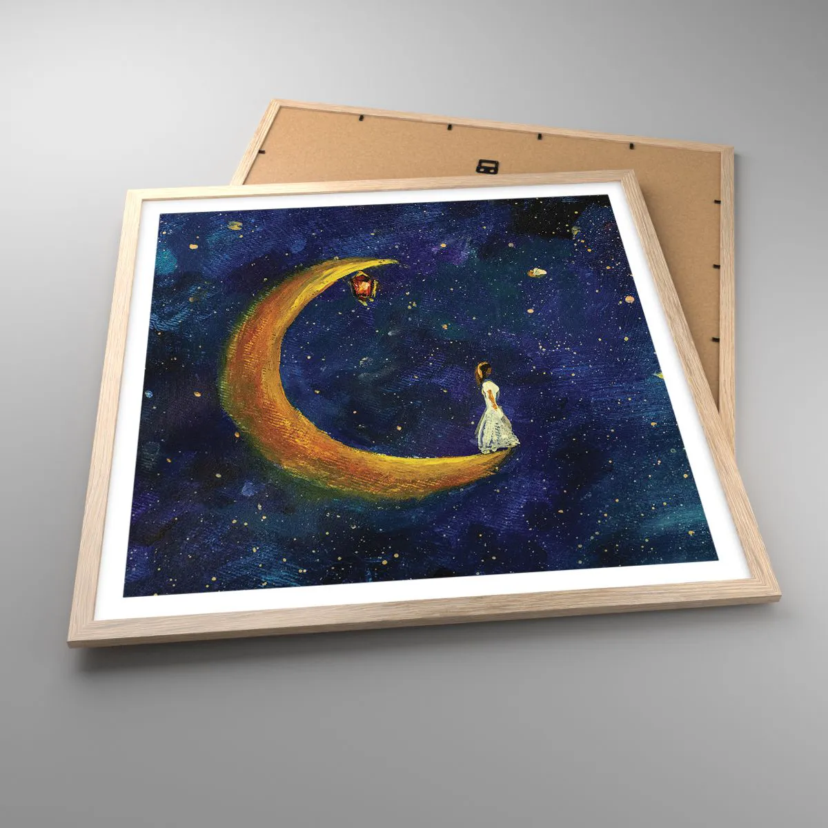 Póster en marco roble claro - La llamada de la Luna - 60x60 cm