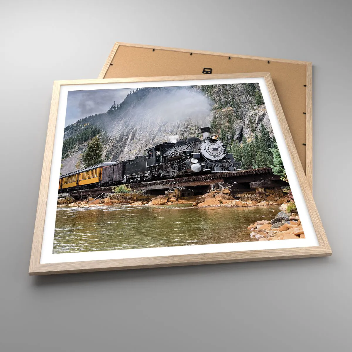 Poster in einem Rahmen aus heller Eiche - Wo willst du hin? Wohin? - 60x60 cm