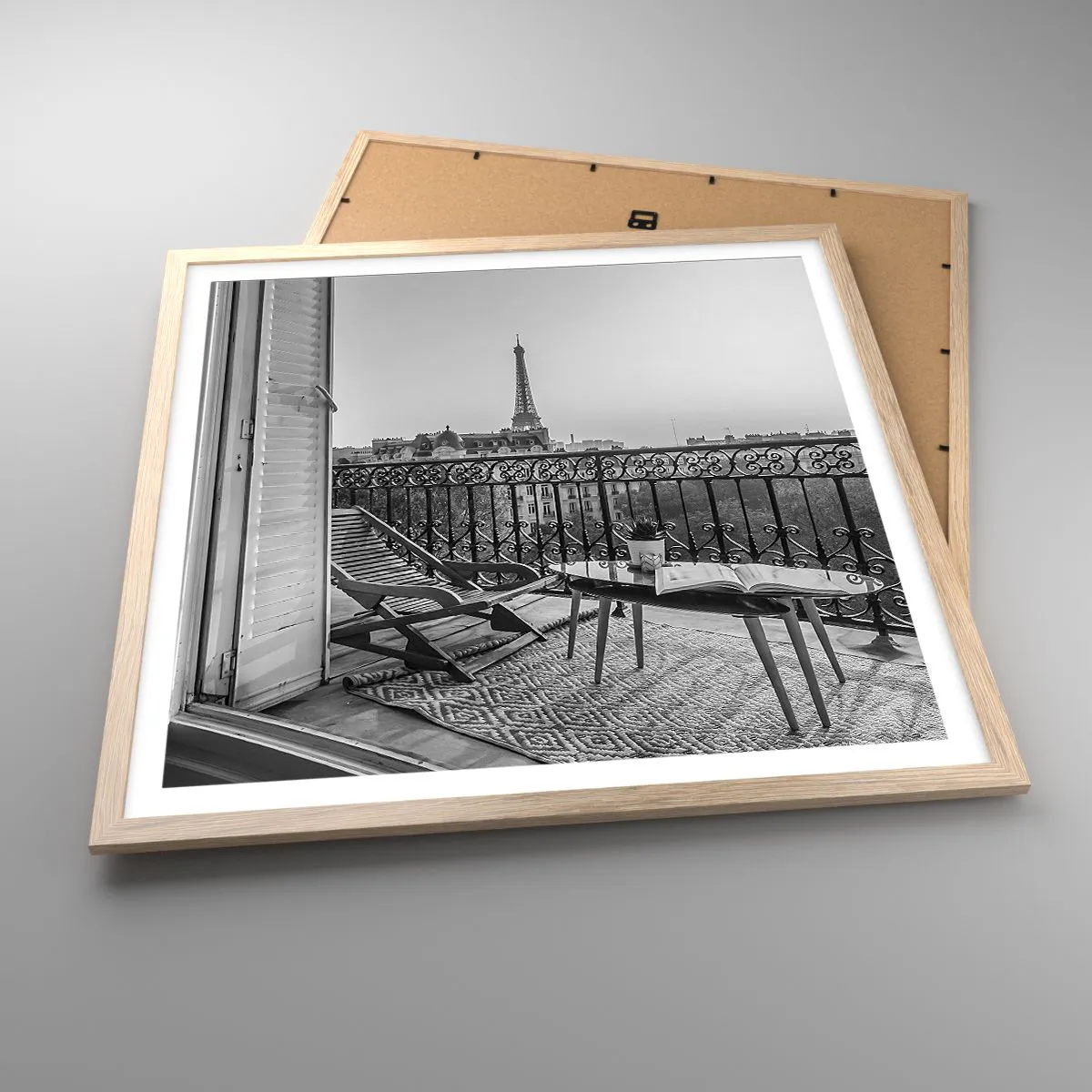 Poszter világos tölgy keretben - Párizsi délután - 60x60 cm